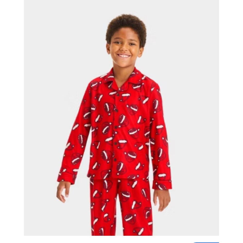 Cat and Jack Boys 5t Santa Hat DesignTwo Piece Pajama Set Christmas Holiday NWOT